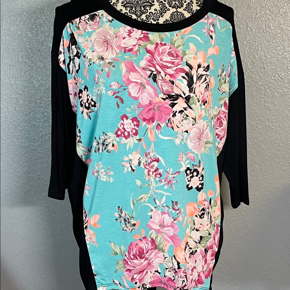 3/4 sleeve floral shirt-HoneyMe
